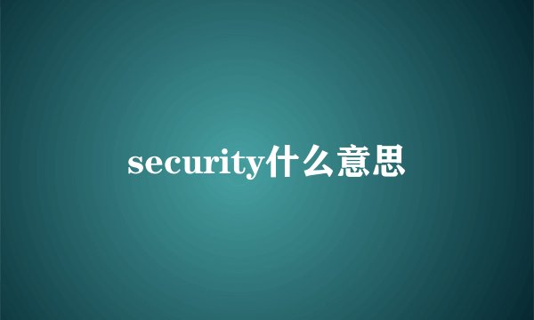 security什么意思