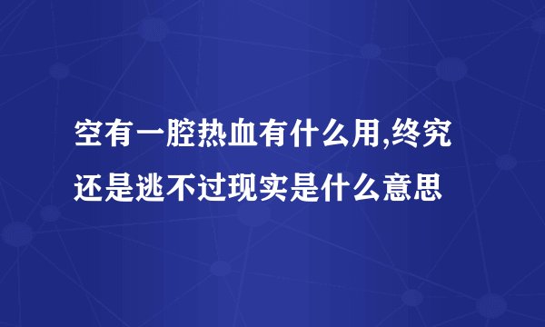 空有一腔热血有什么用,终究还是逃不过现实是什么意思