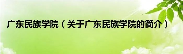 广东民族学院（关于广东民族学院的简介）