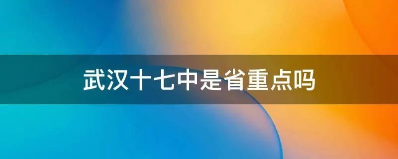 武汉十七中是省重点吗