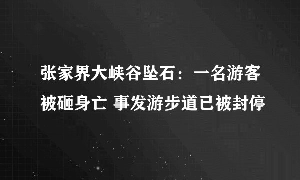张家界大峡谷坠石：一名游客被砸身亡 事发游步道已被封停