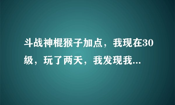 斗战神棍猴子加点，我现在30级，玩了两天，我发现我走上了一条不归路，求大神指点................