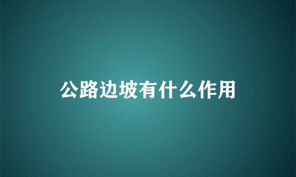 公路边坡有什么作用