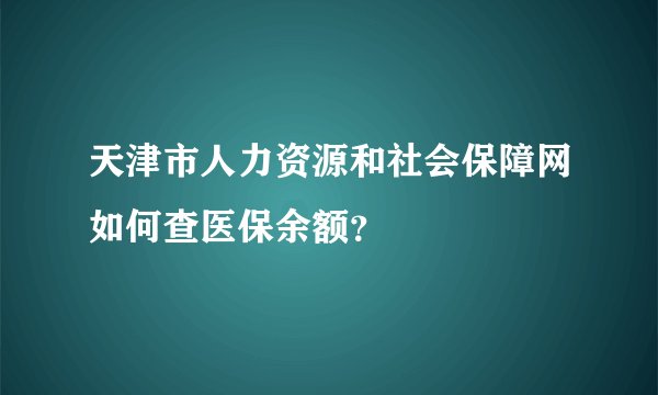 天津市人力资源和社会保障网如何查医保余额？