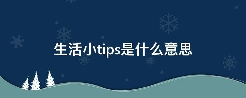 生活小tips是什么意思