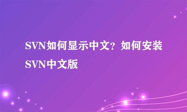 SVN如何显示中文？如何安装SVN中文版