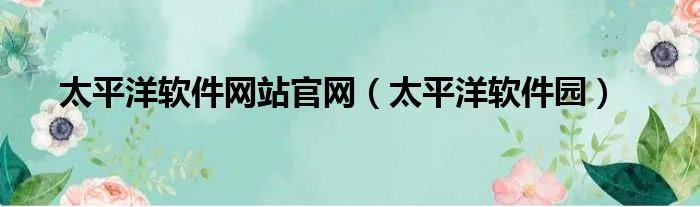 太平洋软件网站官网（太平洋软件园）