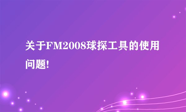关于FM2008球探工具的使用问题!