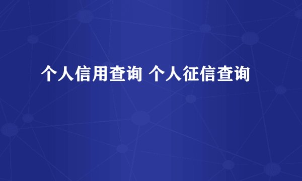 个人信用查询 个人征信查询