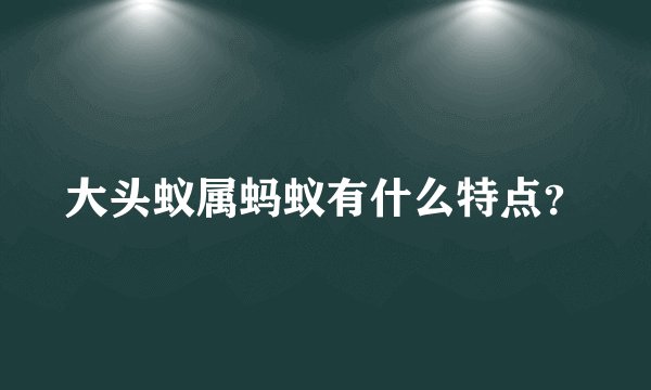 大头蚁属蚂蚁有什么特点？