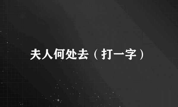 夫人何处去（打一字）