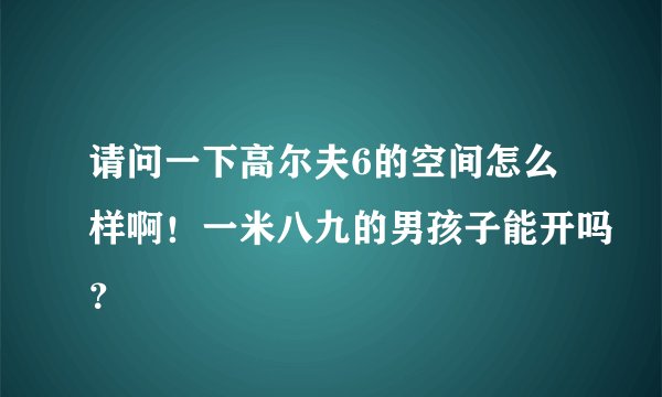 请问一下高尔夫6的空间怎么样啊！一米八九的男孩子能开吗？