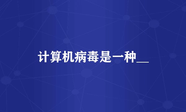 计算机病毒是一种__