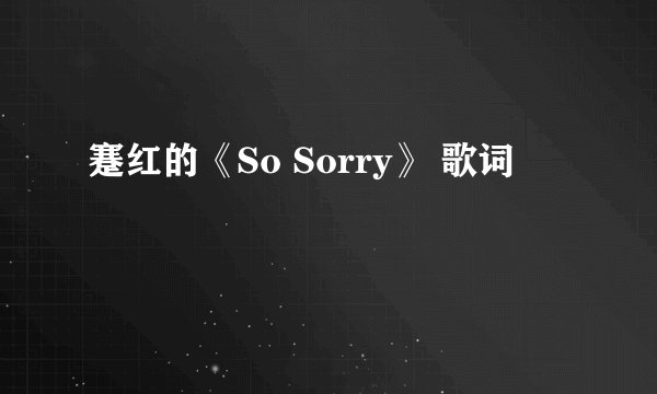 蹇红的《So Sorry》 歌词