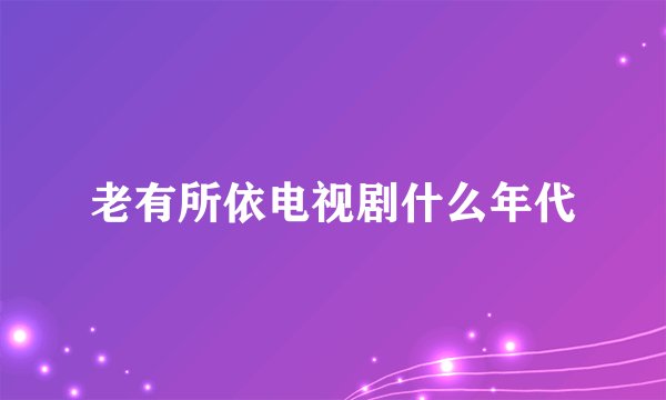 老有所依电视剧什么年代