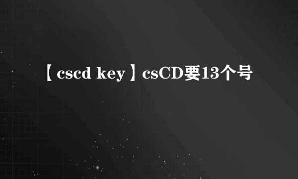 【cscd key】csCD要13个号