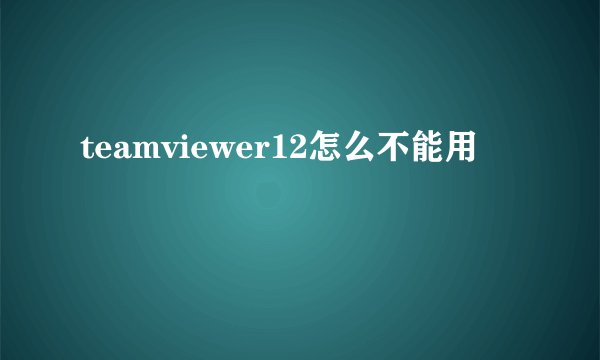 teamviewer12怎么不能用