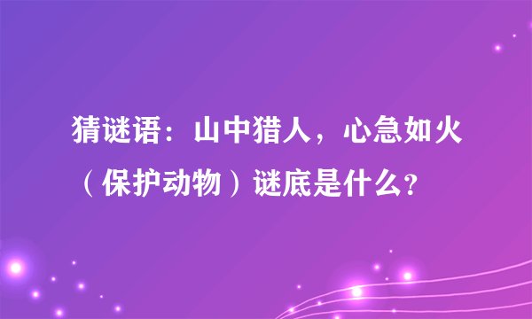 猜谜语：山中猎人，心急如火（保护动物）谜底是什么？