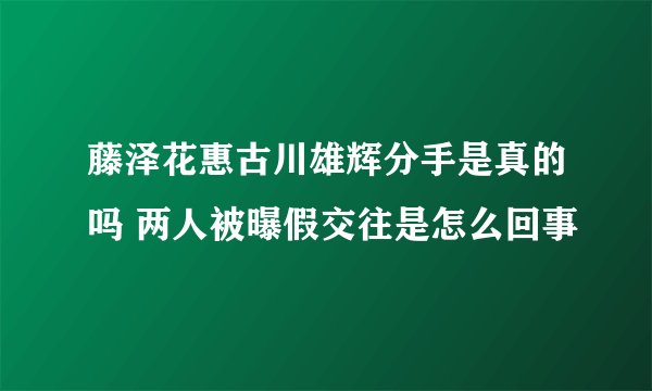 藤泽花惠古川雄辉分手是真的吗 两人被曝假交往是怎么回事