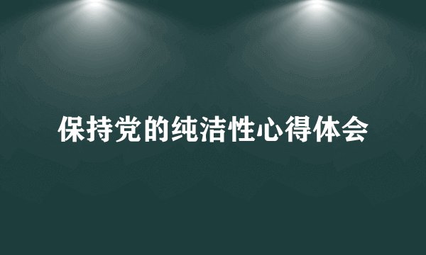 保持党的纯洁性心得体会