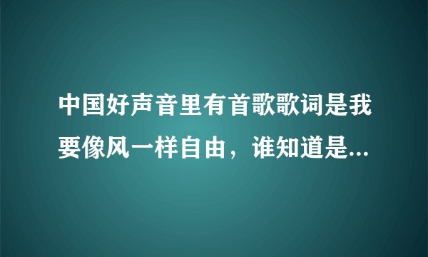 中国好声音里有首歌歌词是我要像风一样自由，谁知道是什么歌名和谁唱的