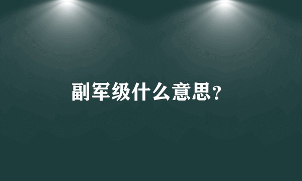 副军级什么意思？