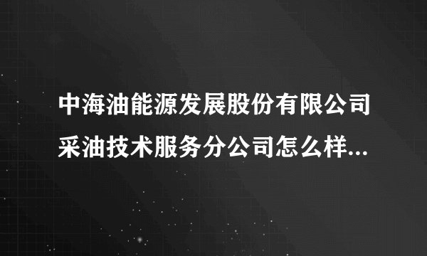 中海油能源发展股份有限公司采油技术服务分公司怎么样，工资待遇咋样