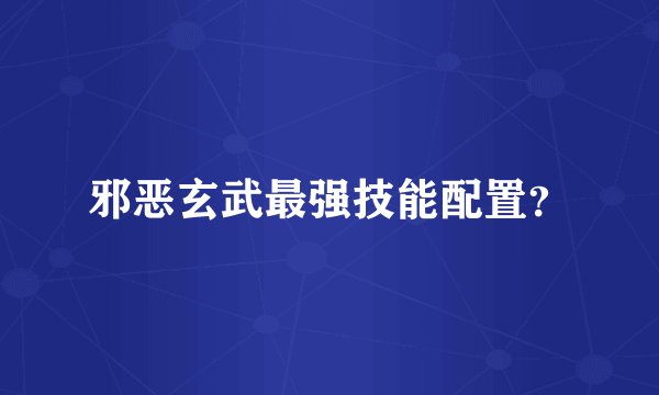邪恶玄武最强技能配置？