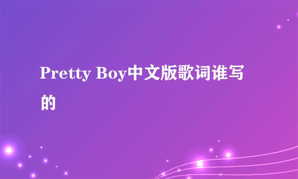 Pretty Boy中文版歌词谁写的