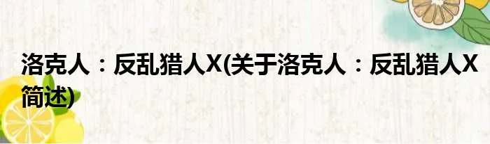 洛克人：反乱猎人X(关于洛克人：反乱猎人X简述)