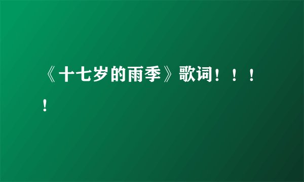 《十七岁的雨季》歌词！！！！
