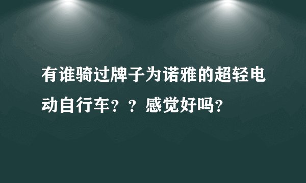 有谁骑过牌子为诺雅的超轻电动自行车？？感觉好吗？