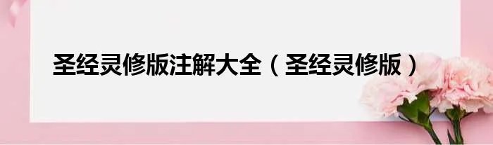 圣经灵修版注解大全（圣经灵修版）