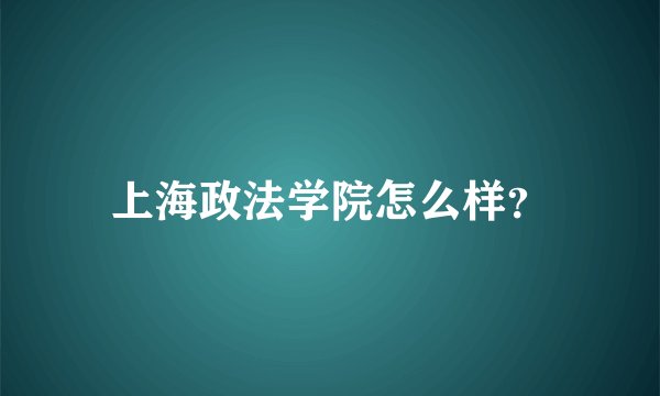 上海政法学院怎么样？
