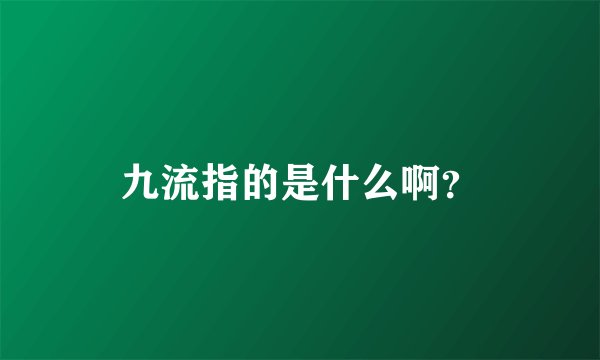 九流指的是什么啊？