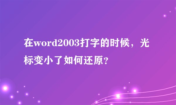在word2003打字的时候，光标变小了如何还原？