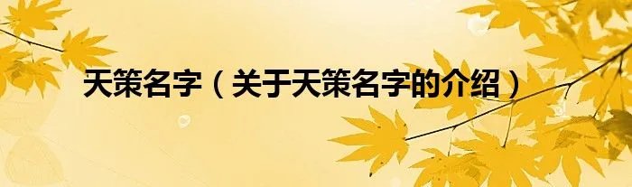 天策名字（关于天策名字的介绍）