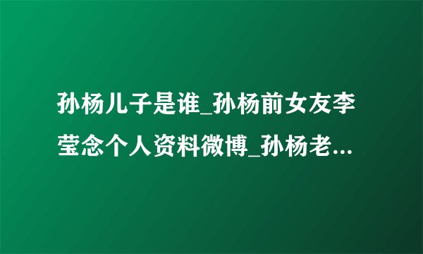 孙杨儿子是谁_孙杨前女友李莹念个人资料微博_孙杨老婆做什么的