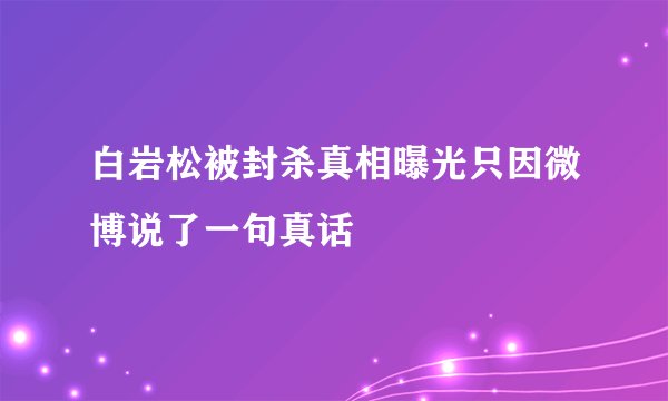白岩松被封杀真相曝光只因微博说了一句真话