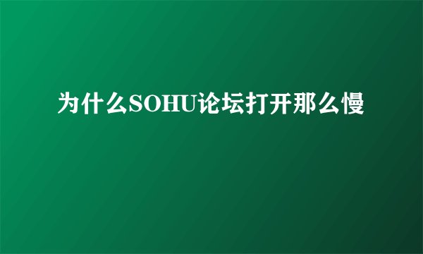 为什么SOHU论坛打开那么慢