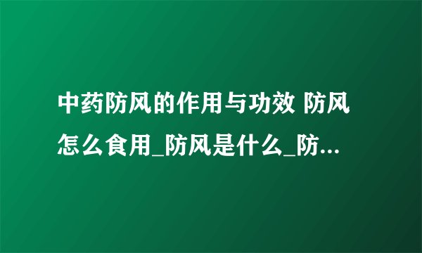 中药防风的作用与功效 防风怎么食用_防风是什么_防风的功效以及作用