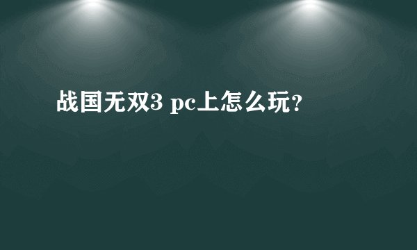战国无双3 pc上怎么玩？
