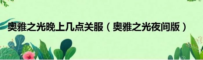 奥雅之光晚上几点关服（奥雅之光夜间版）