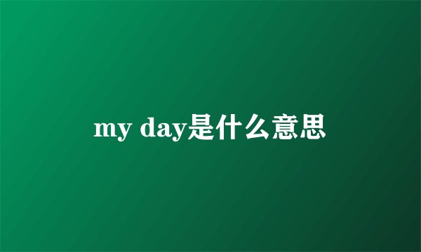 my day是什么意思