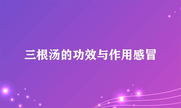 三根汤的功效与作用感冒