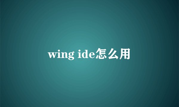 wing ide怎么用