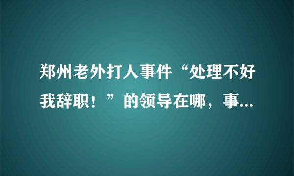 郑州老外打人事件“处理不好我辞职！”的领导在哪，事情处理的如何？