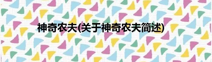 神奇农夫(关于神奇农夫简述)