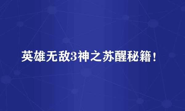 英雄无敌3神之苏醒秘籍！