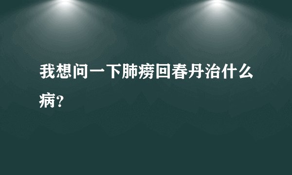 我想问一下肺痨回春丹治什么病？